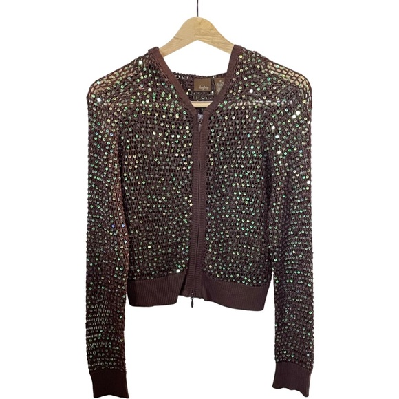 Daytrip Sweaters - 𝅺Daytrip Sequined Crochet Knit Hoodie for Women Size Medium.